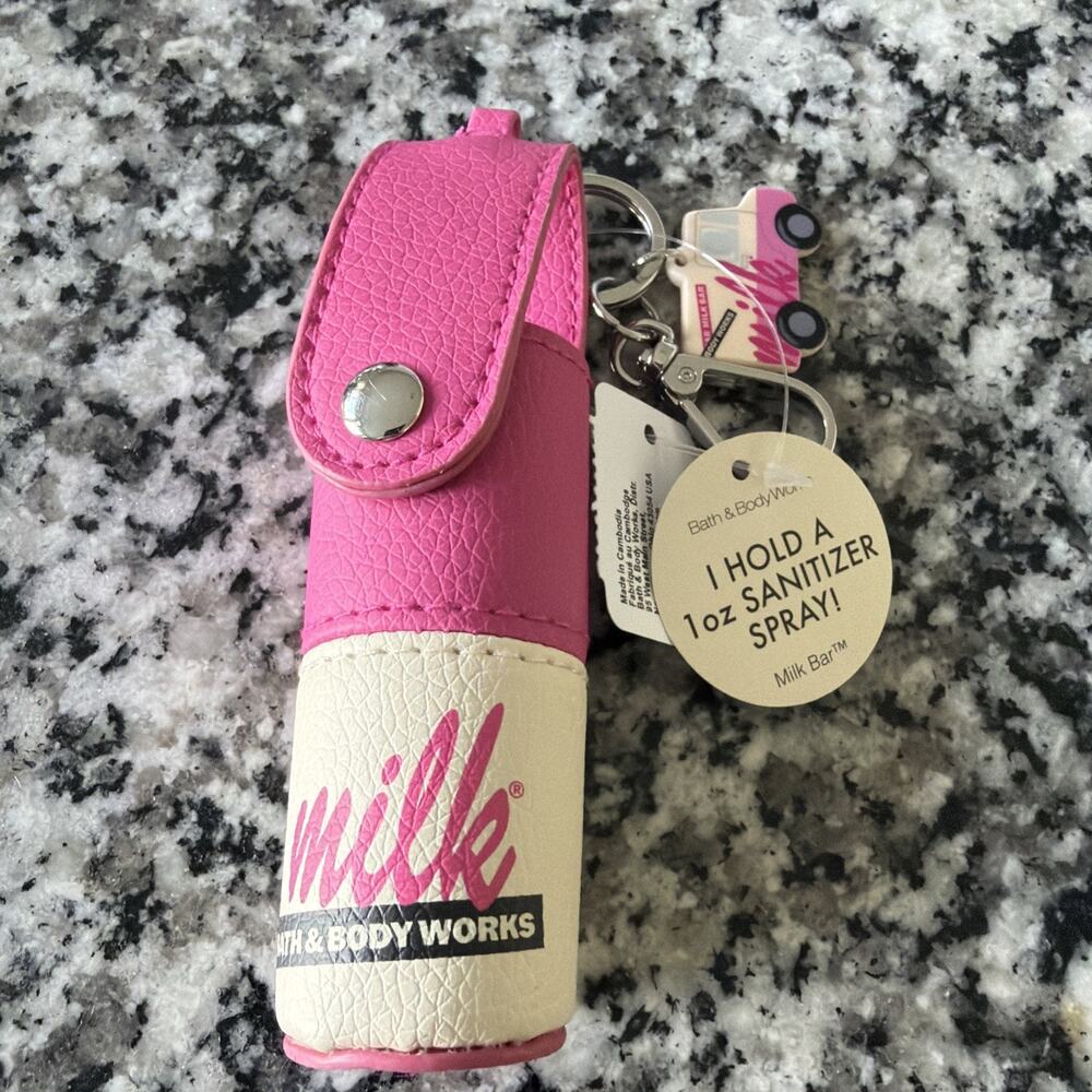 NEW Milk Bar Snap Case Clip-On 1 oz Spray Sanitizer Holder Bath & Body Works